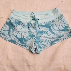 rabbit Running Shorts Women's Medium Blue Tropical Palm Leaf Athletic Shorts M